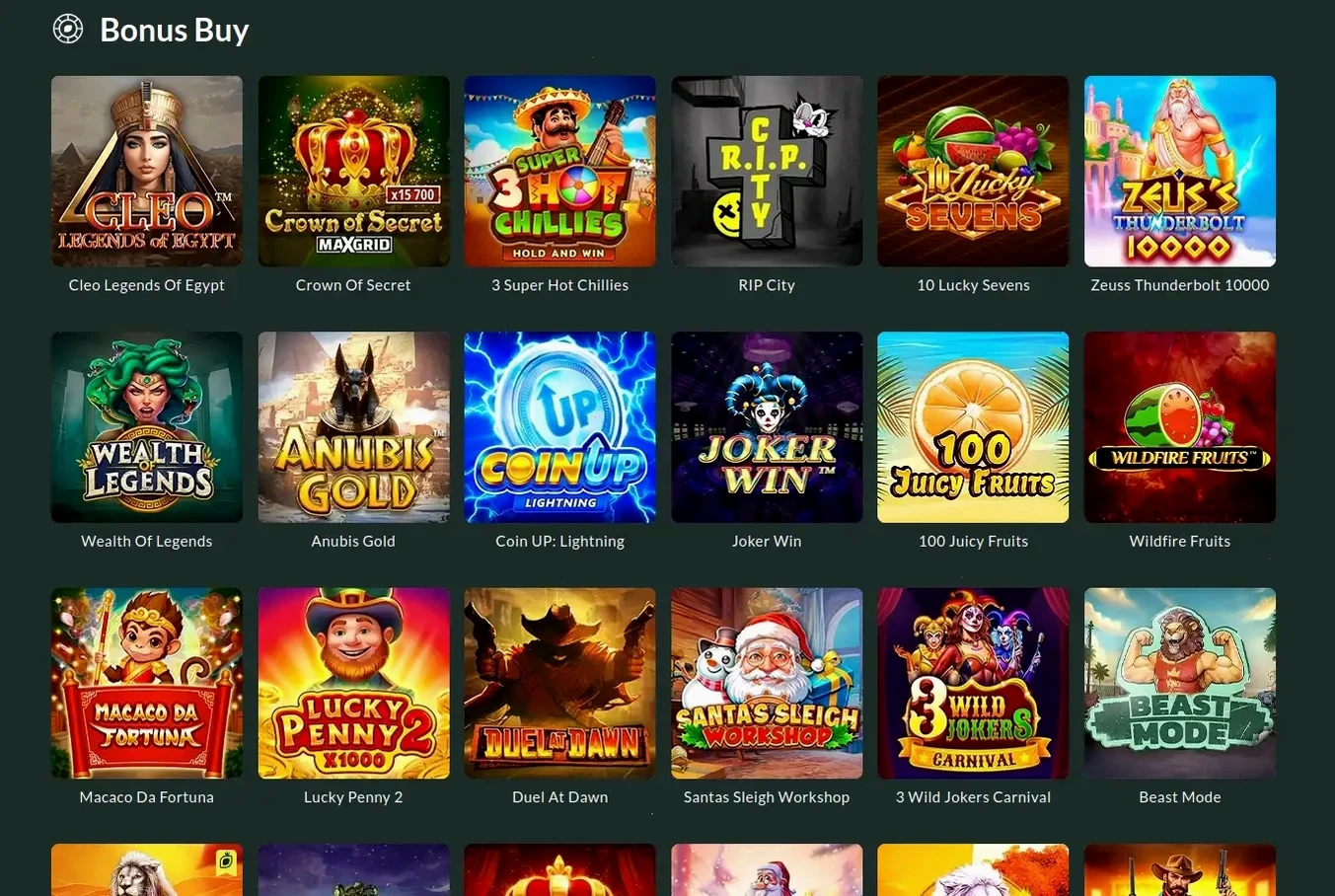 Lucky Hills Spielauswahl